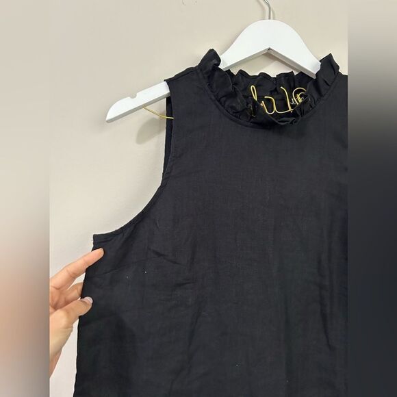 NWT J. Crew Fleur Top Linen in Black - Picture 3 of 9